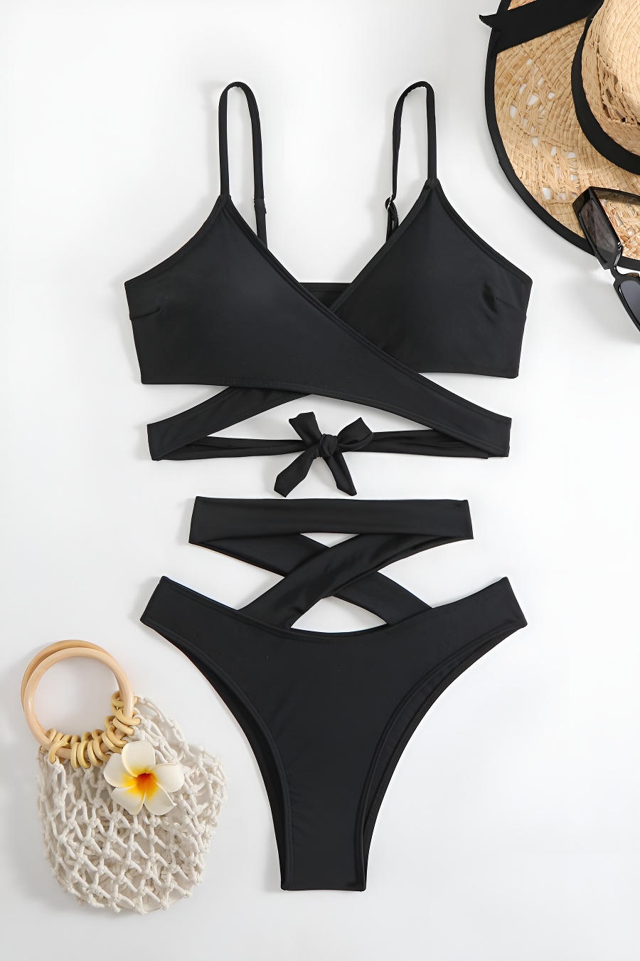 Black Criss Cross Cutout Swimsuit