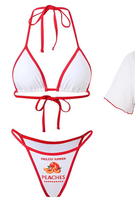 Peach Bikini Set with Crop Top