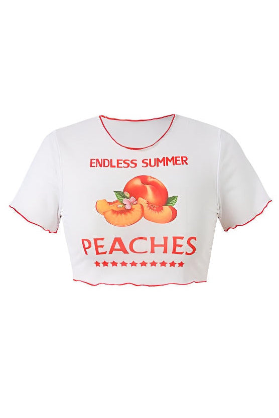 Peach Bikini Set with Crop Top