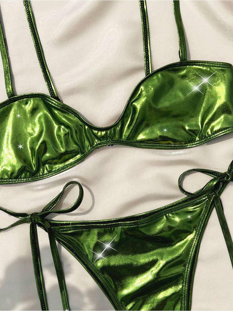 Metallic Green Bikini Set