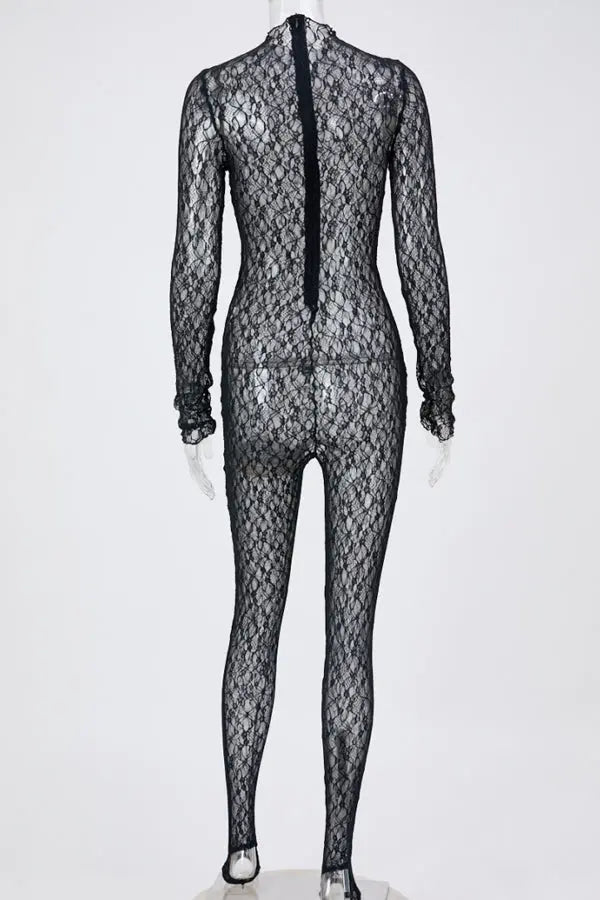 Show-Stopping Lace Zip-Up Jumpsuit