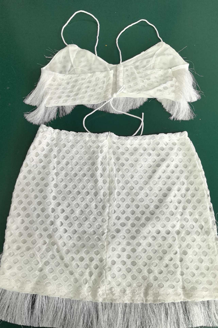 White Fringe Two-Piece Set