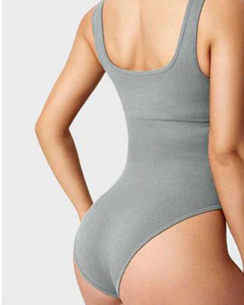 Women's Bodysuits Sexy Ribbed Square Neck Sleeveless Tank Tops Bodysuits