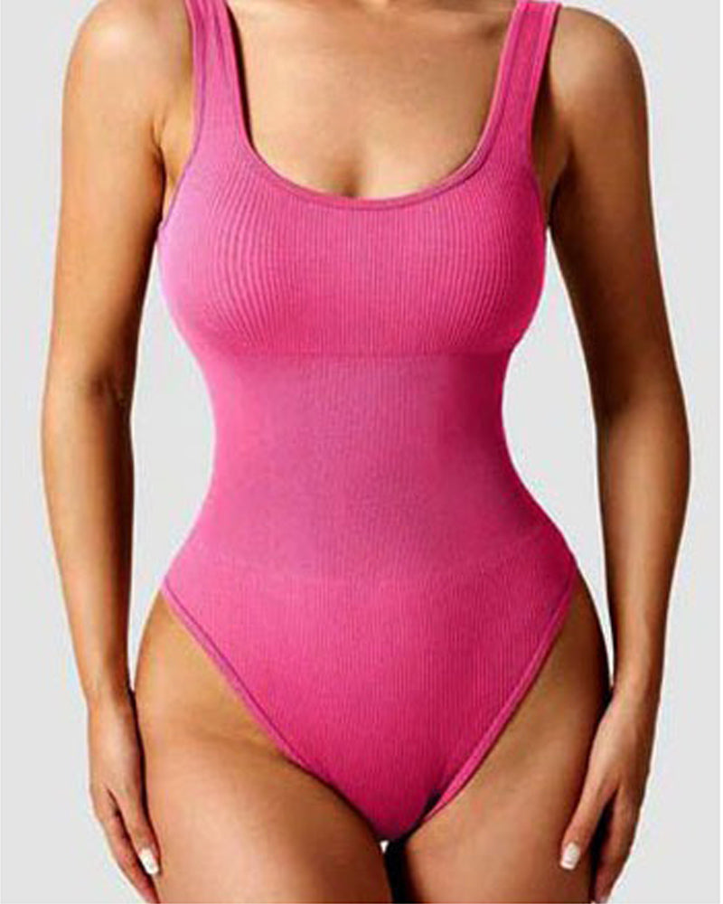 Women's Bodysuits Sexy Ribbed Square Neck Sleeveless Tank Tops Bodysuits
