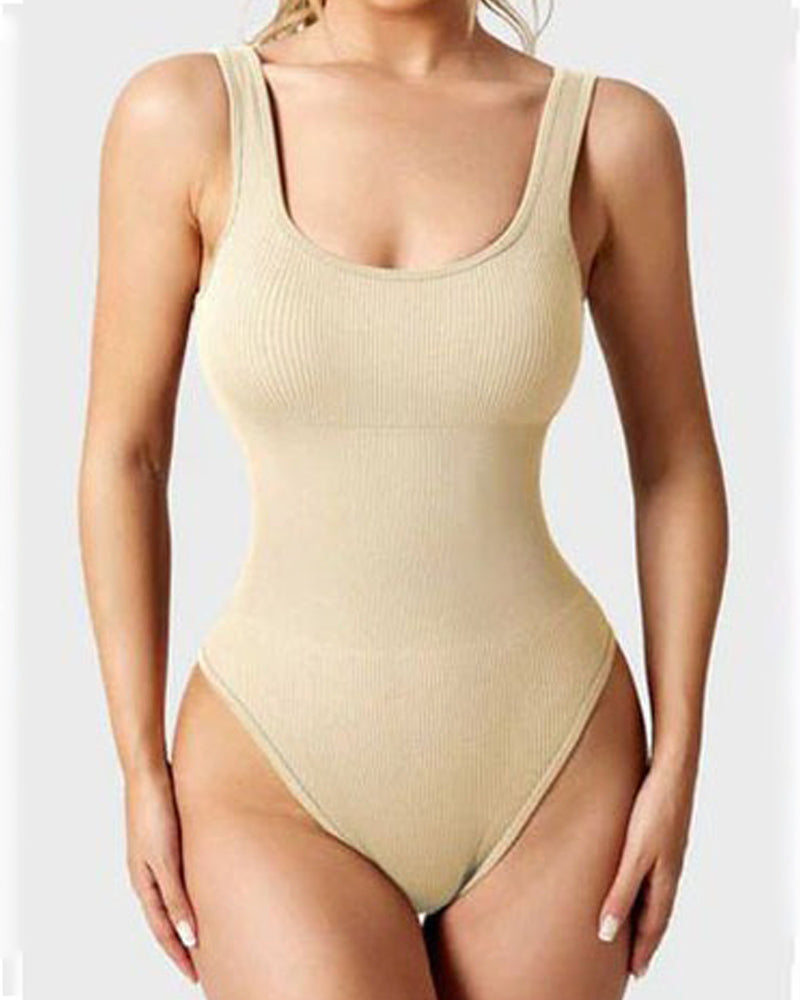 Women's Bodysuits Sexy Ribbed Square Neck Sleeveless Tank Tops Bodysuits