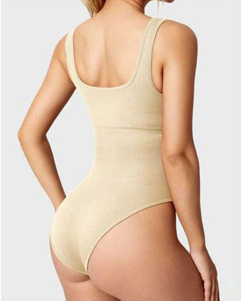 Women's Bodysuits Sexy Ribbed Square Neck Sleeveless Tank Tops Bodysuits