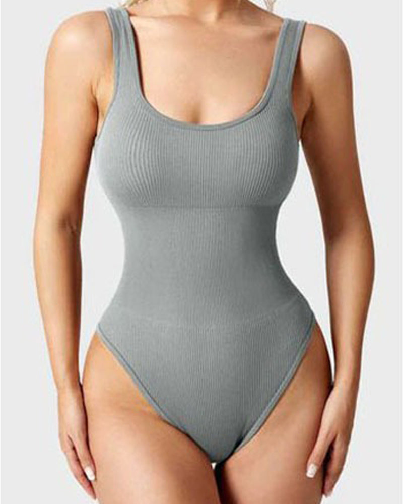 Women's Bodysuits Sexy Ribbed Square Neck Sleeveless Tank Tops Bodysuits