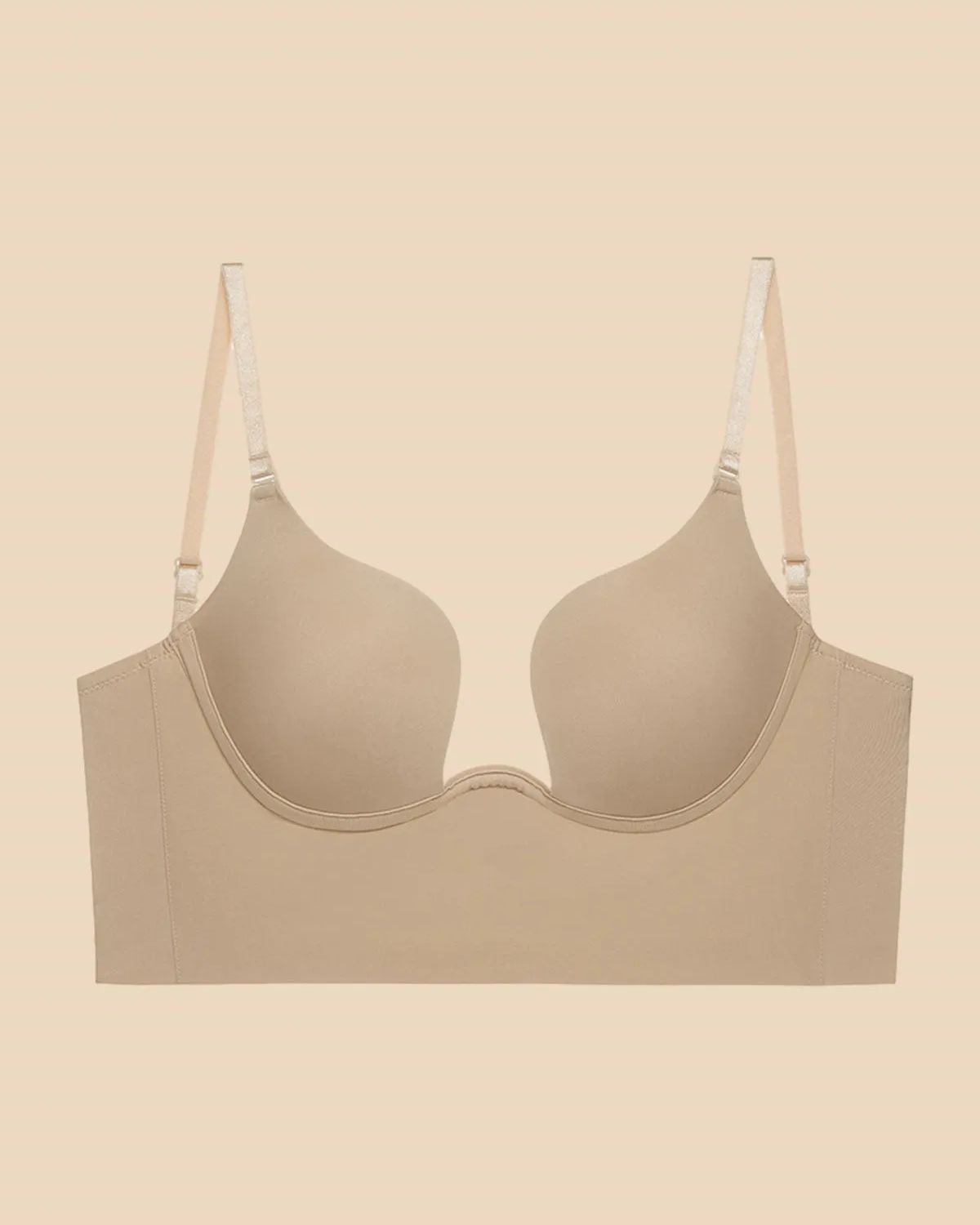 Push Up Low Back Plunge Bra Cleavage-Boosting Light Padding Bra Underwear