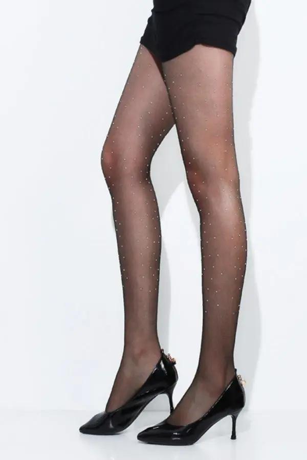 Sparkling Rhinestone Sheer Tights