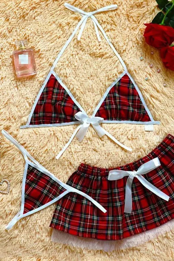 Plaid Charm School Schoolgirl Lingerie Set