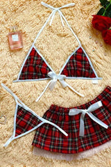 Plaid Charm School Schoolgirl Lingerie Set