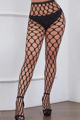 Large Circular Hole High-Waisted Fishnet Tights