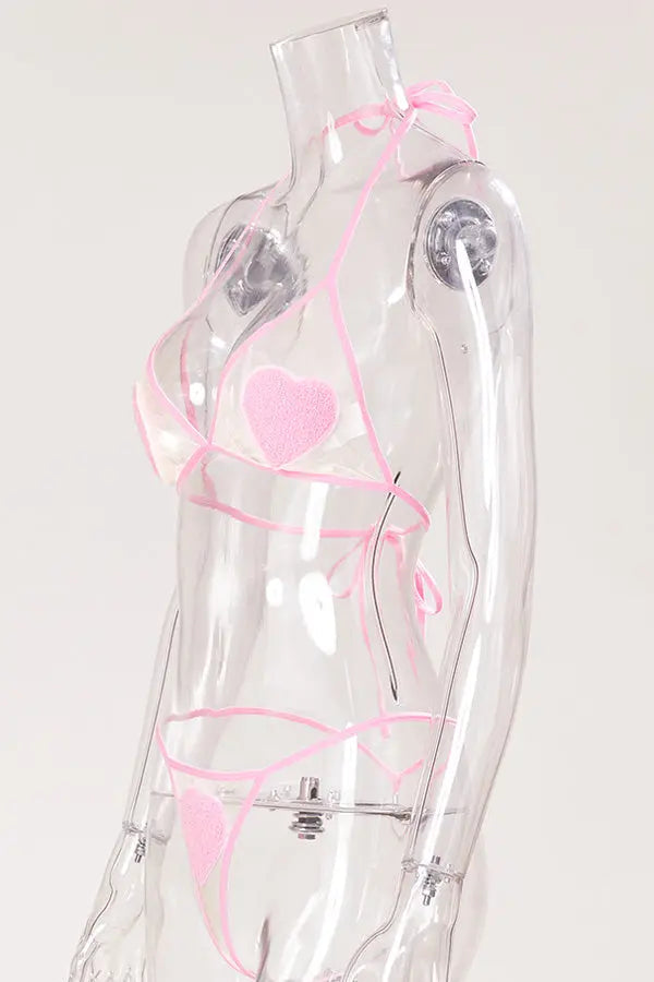 Heart Halter-Neck Bra & G-String Set
