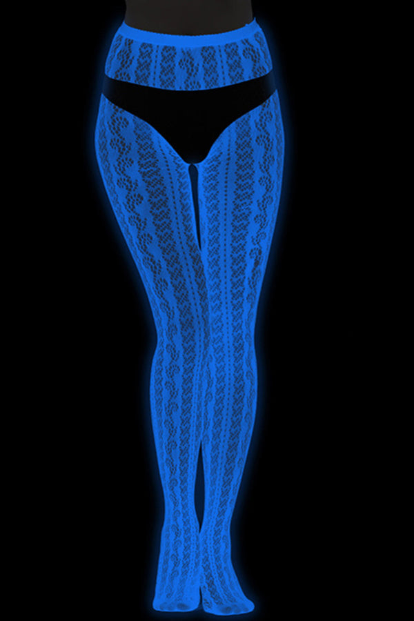 Glow-in-the-Dark Geometric Tights UV Reactive