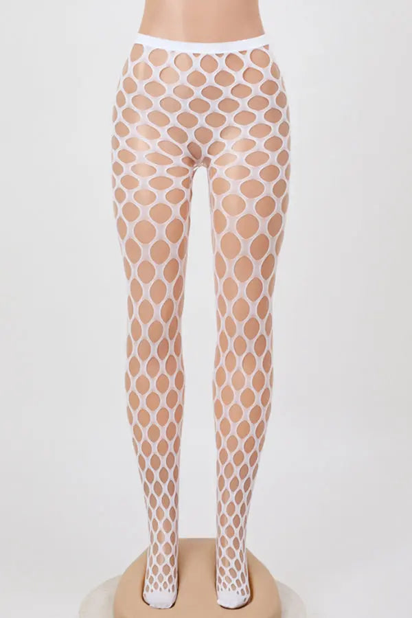 Glow-in-the-Dark Honeycomb Fishnet Tights UV Reactive