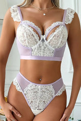 Lavender Lace Elegance Bra and Panty Lingerie Set