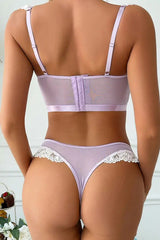 Lavender Lace Elegance Bra and Panty Lingerie Set