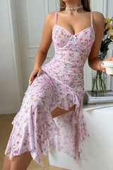 Pink Floral Slip Lingerie Gown