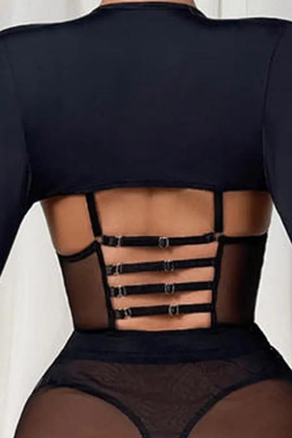 Sheer Seduction Black Mesh Lingerie Set