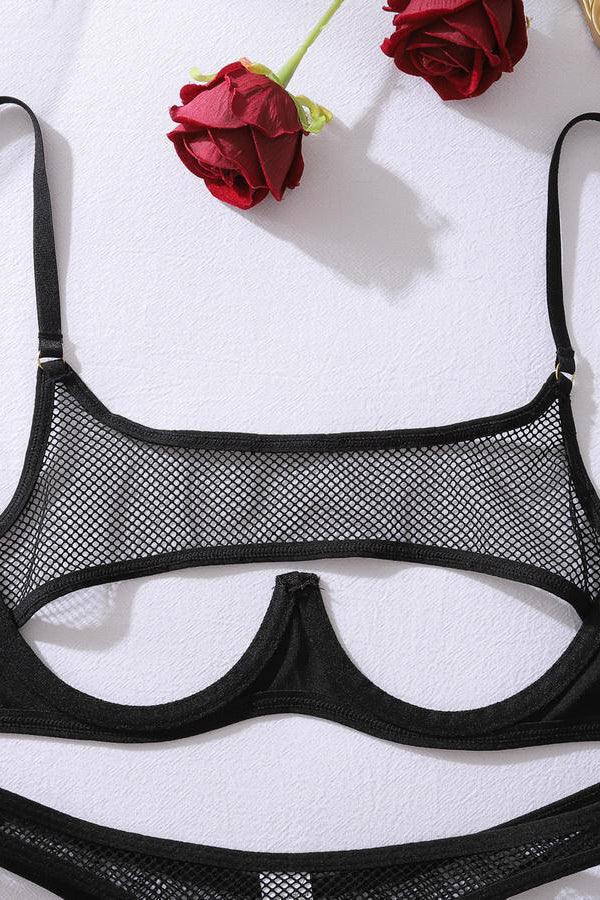 Sheer Fishnet Bra and Panty Set