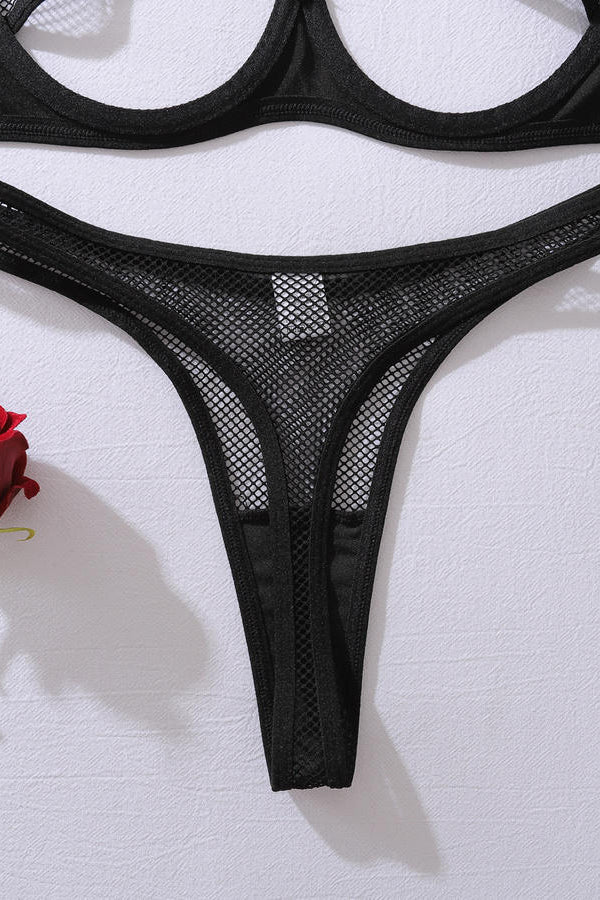 Sheer Fishnet Bra and Panty Set