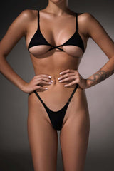 Sexy Black Micro Bra Thong Set