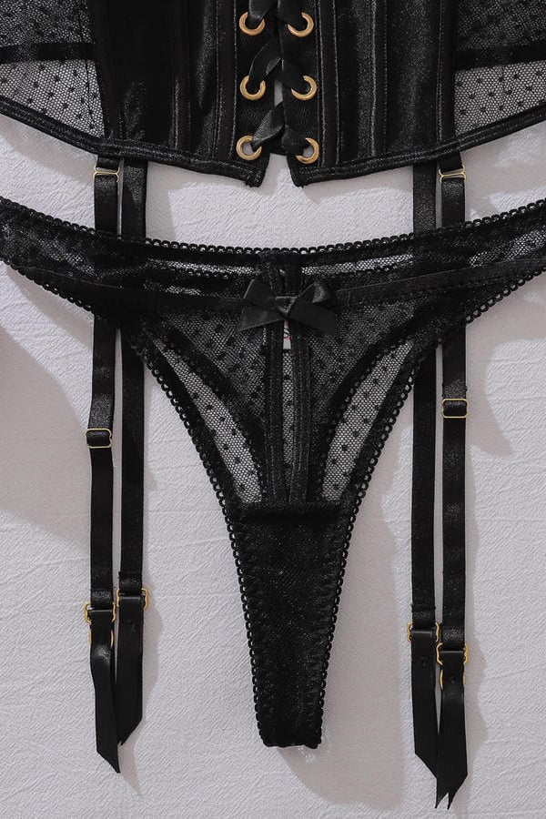 Sexy Black Lace Corset Lingerie Set
