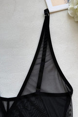 Sheer Black Mesh Bodysuit Teddy
