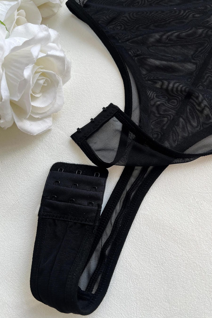 Sheer Black Mesh Bodysuit Teddy