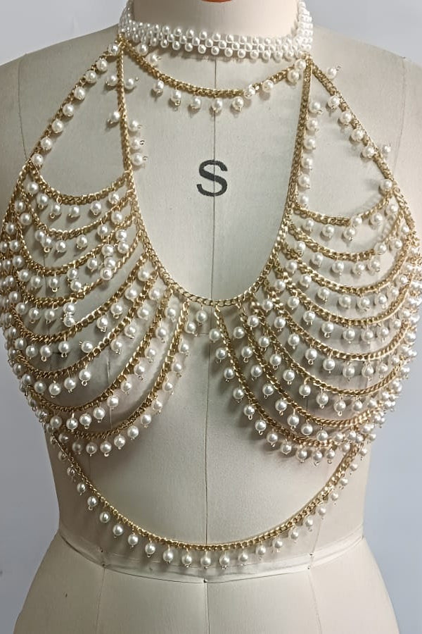 Luxury Pearl Gold Chain Body Harness