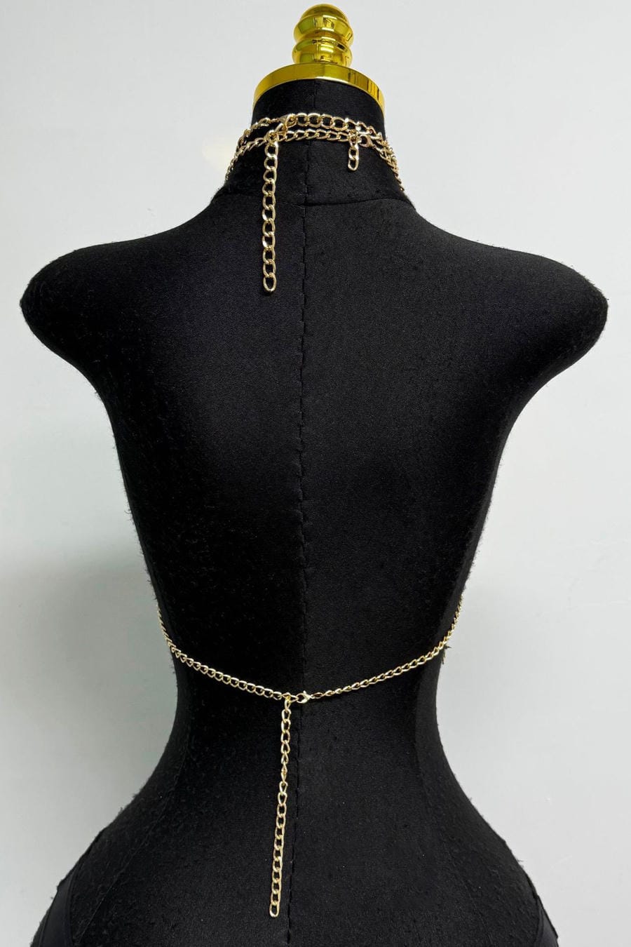 Gold Pearl Chainmail Body Harness Top