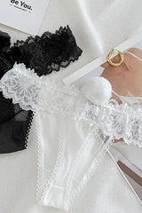 White Bunny Tail Lace Thong