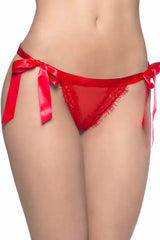 Red Lace Open Back Panty with Side Ties