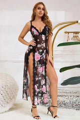 Floral Sheer Lace Maxi Lingerie Dress