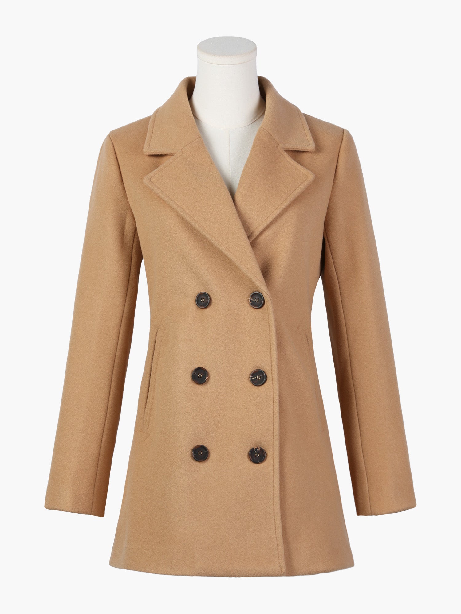 Long Sleeve Double Breasted Button Winter Outerwear Pea Coat