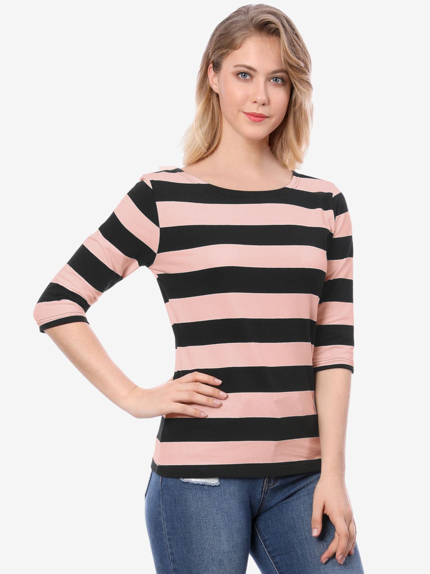 Halloween 3/4 Sleeve T-shirt Casual Boat Neck Slim Fit Tee