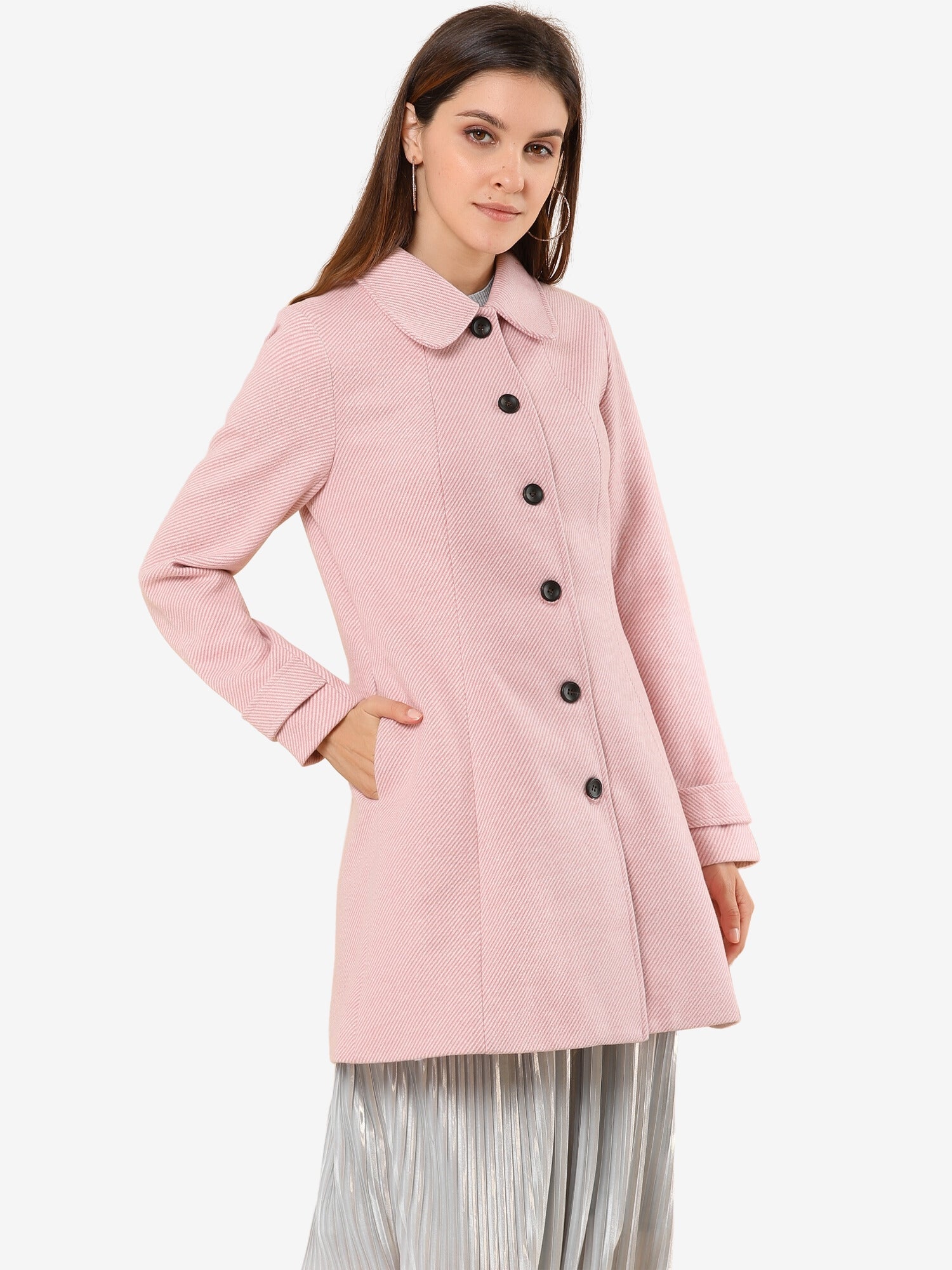 Peter Pan Collar Single Breasted Overcoat Winter Pea Coat