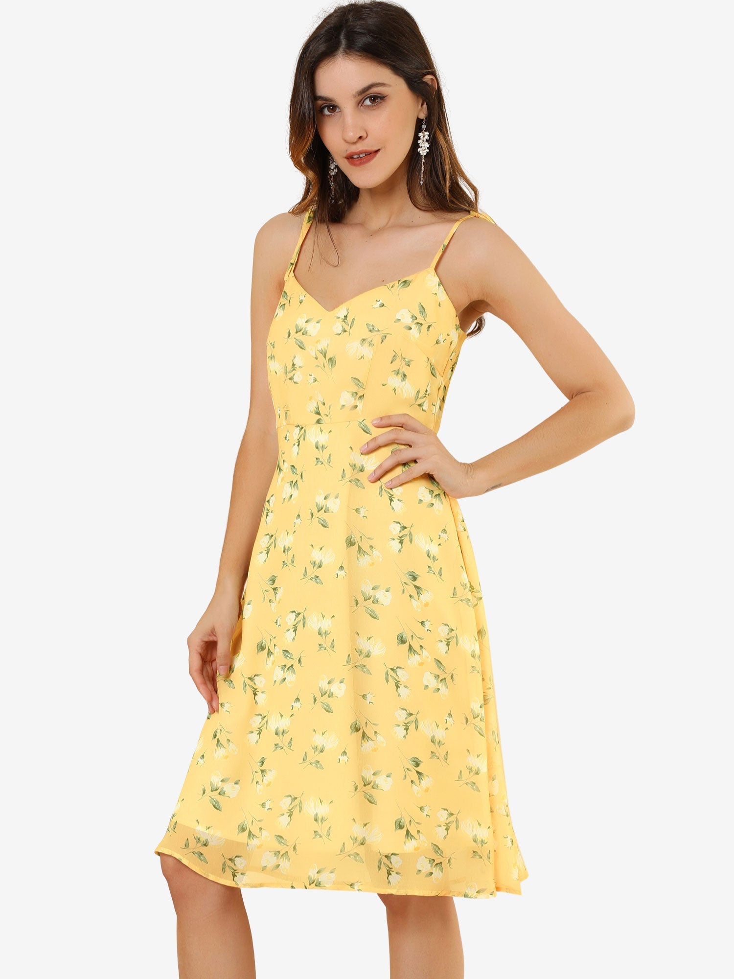 Spaghetti Strap Dress A-Line Smocked Beach Summer Floral Sundress