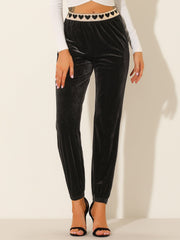 Casual Elastic Waist Athleisure Ankle Length Velvet Joggers Pants