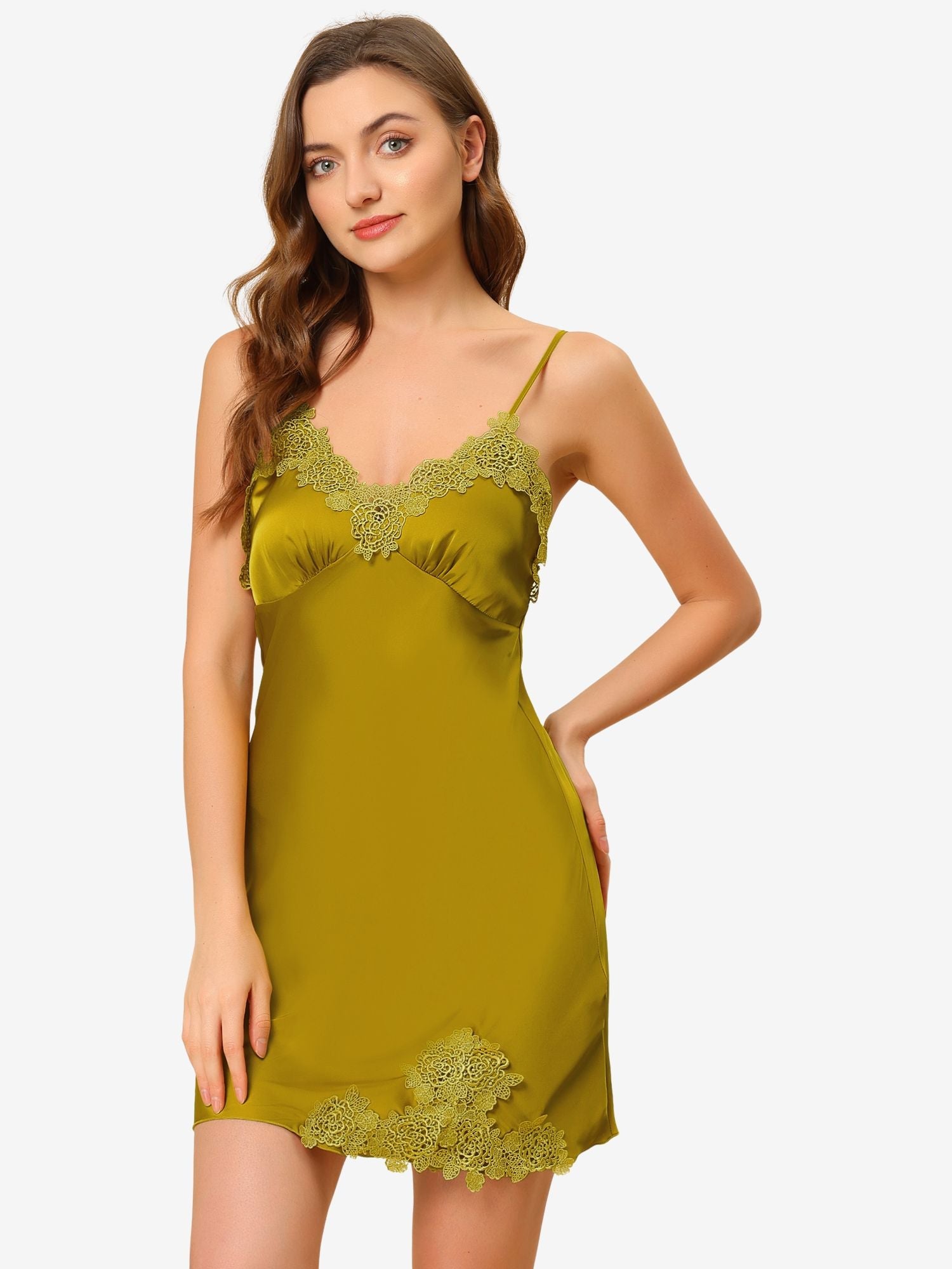 Satin Pajama Cami Dress Sleepwear Spaghetti Strap Lounge Nightgown