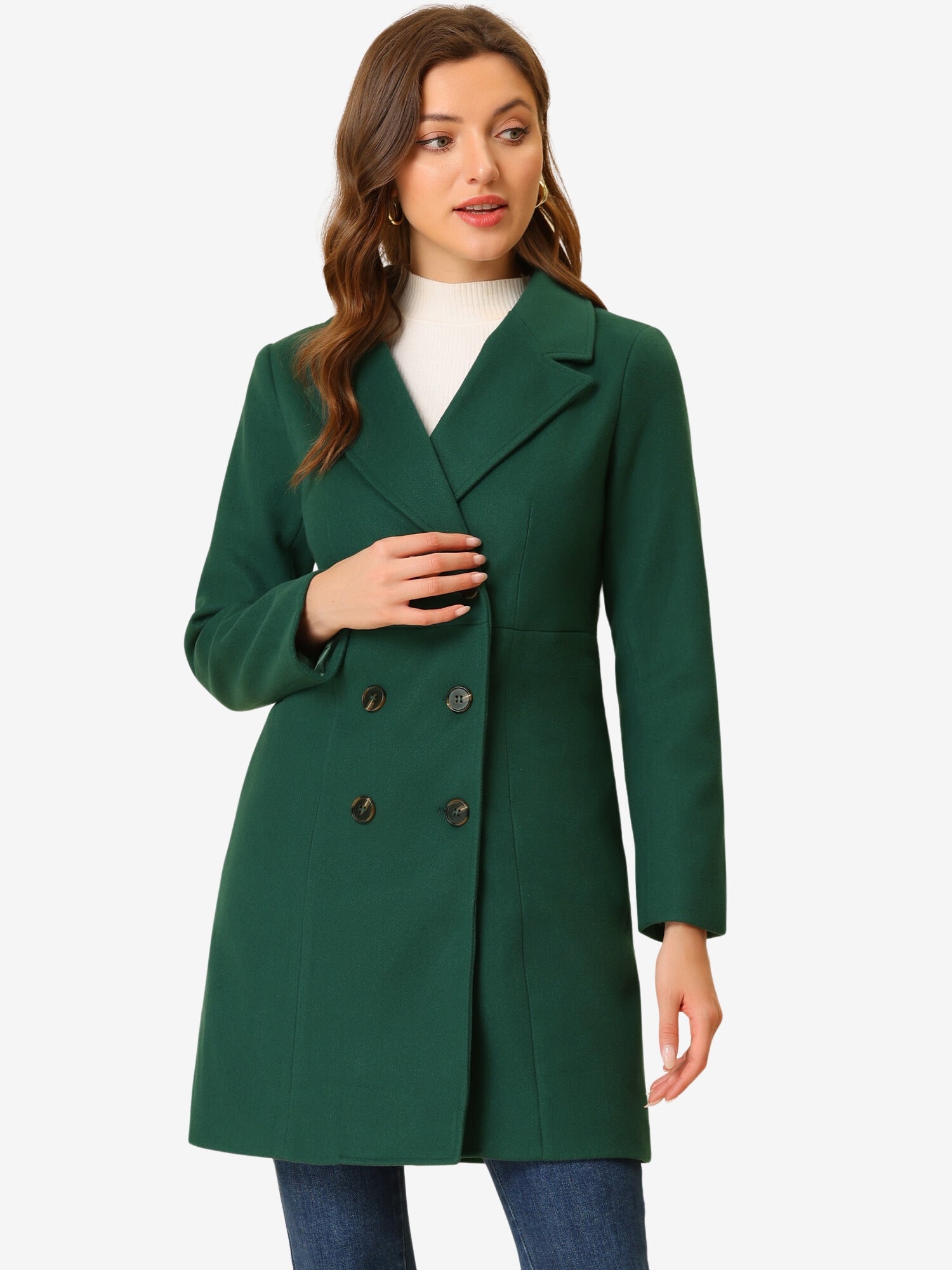 Notched Lapel Double Breasted Outwear Winter Long Coat