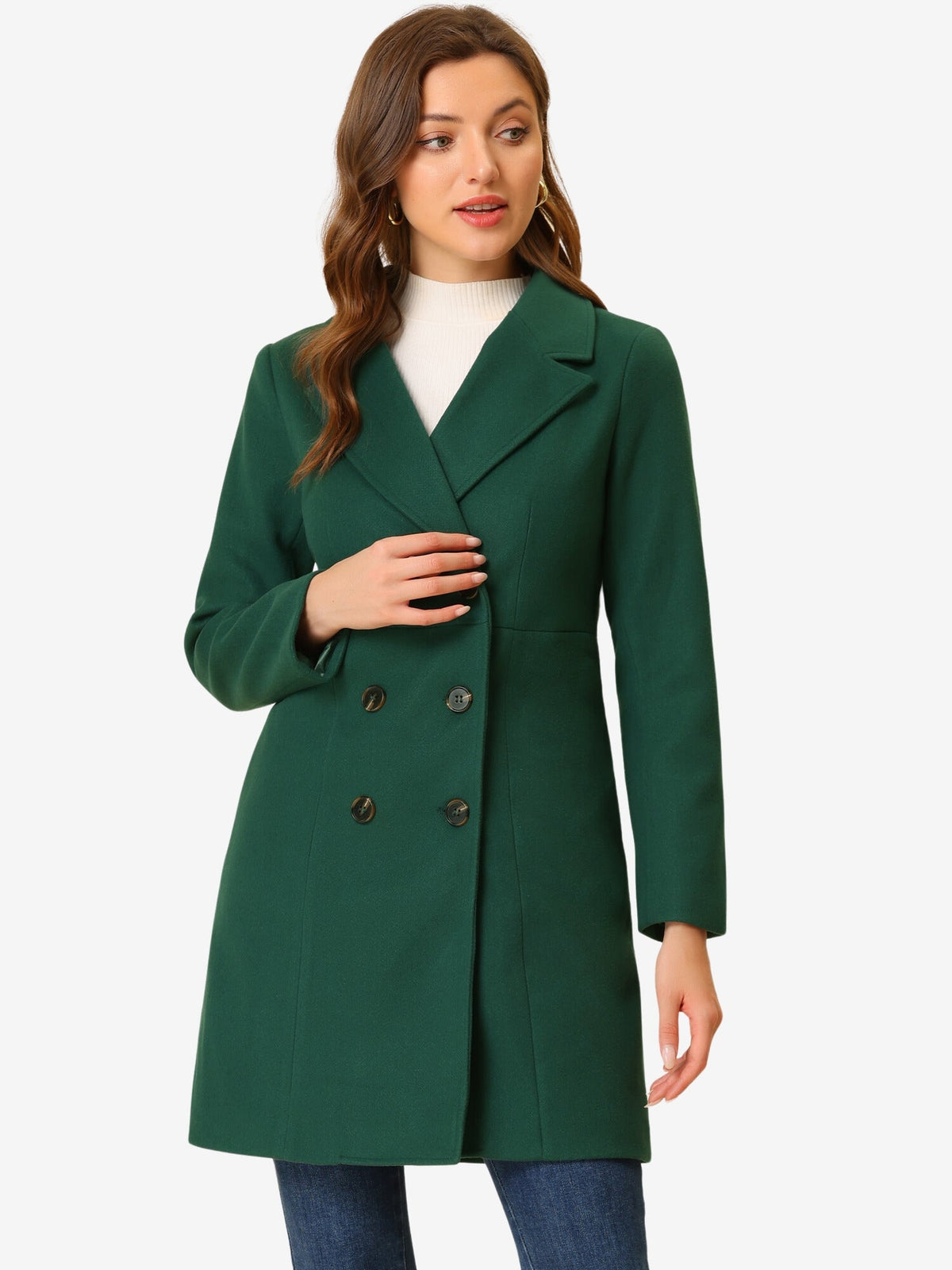 Notched Lapel Double Breasted Outwear Winter Long Coat