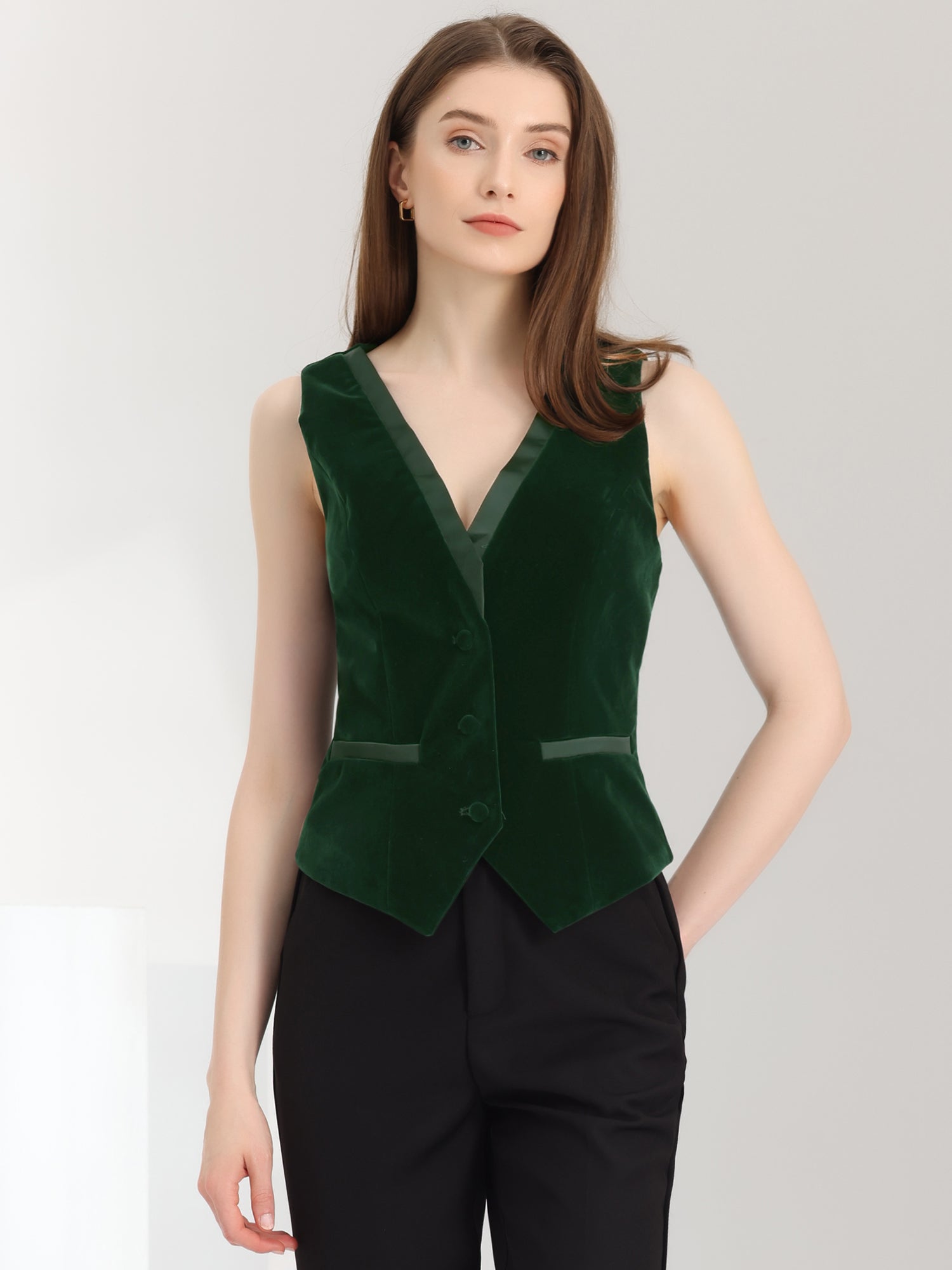 Retro Velvet Waistcoat V Neck Sleeveless Racerback Steampunk Vest