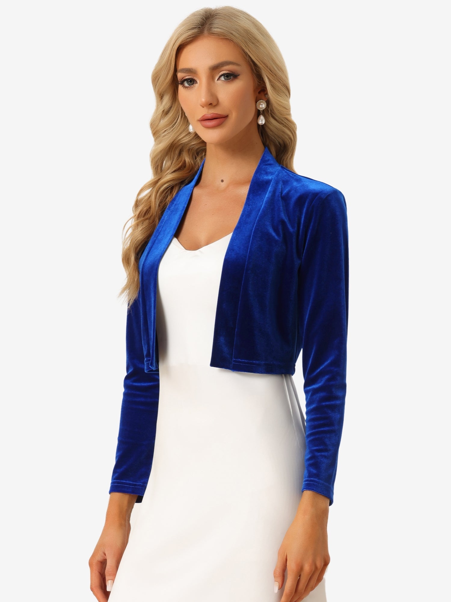 Velvet Long Sleeve Open Front Cropped Bolero Shrugs