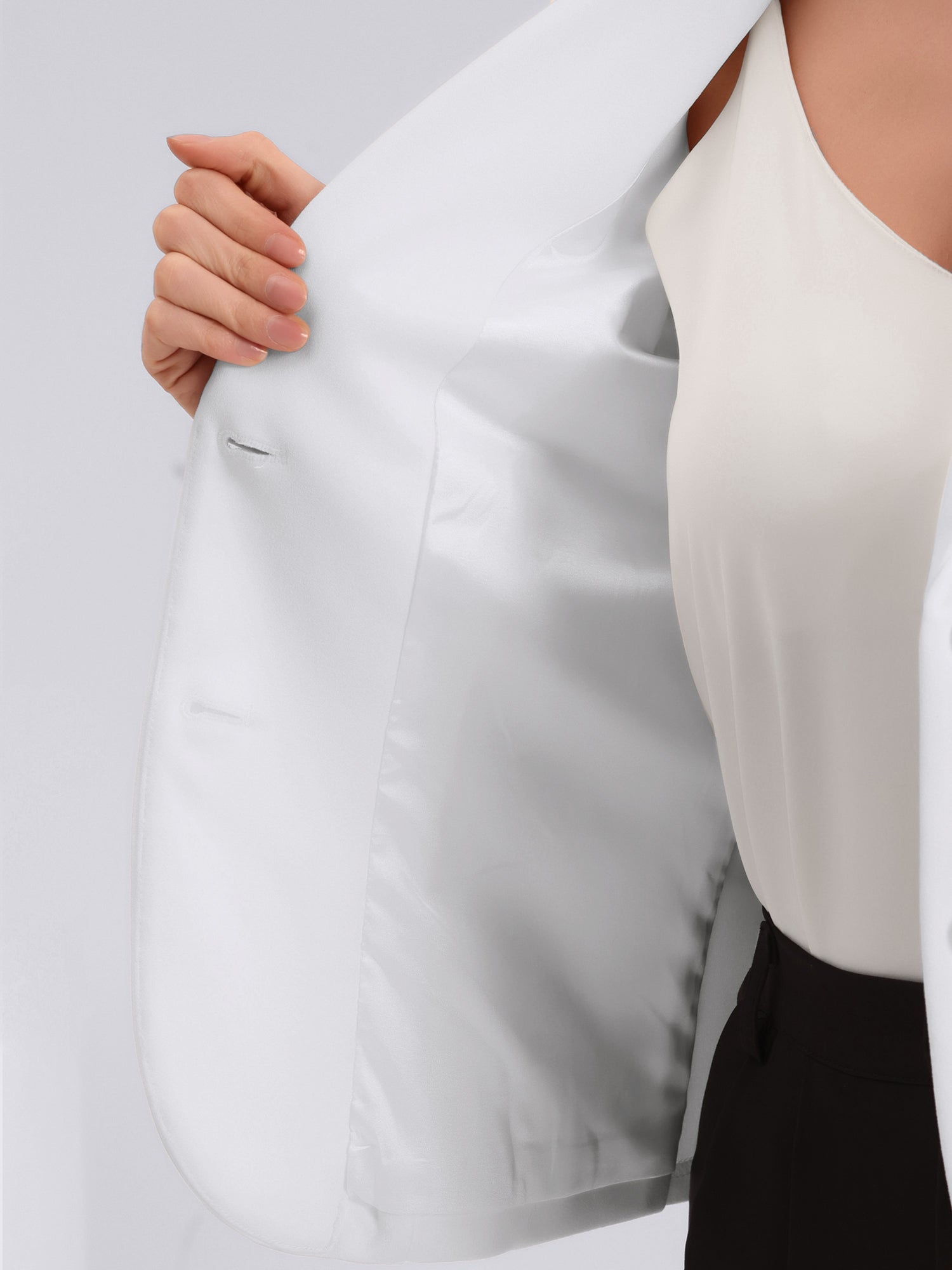 Notched Lapel Collar Stretch Work Office Workwear Jacket Blazer
