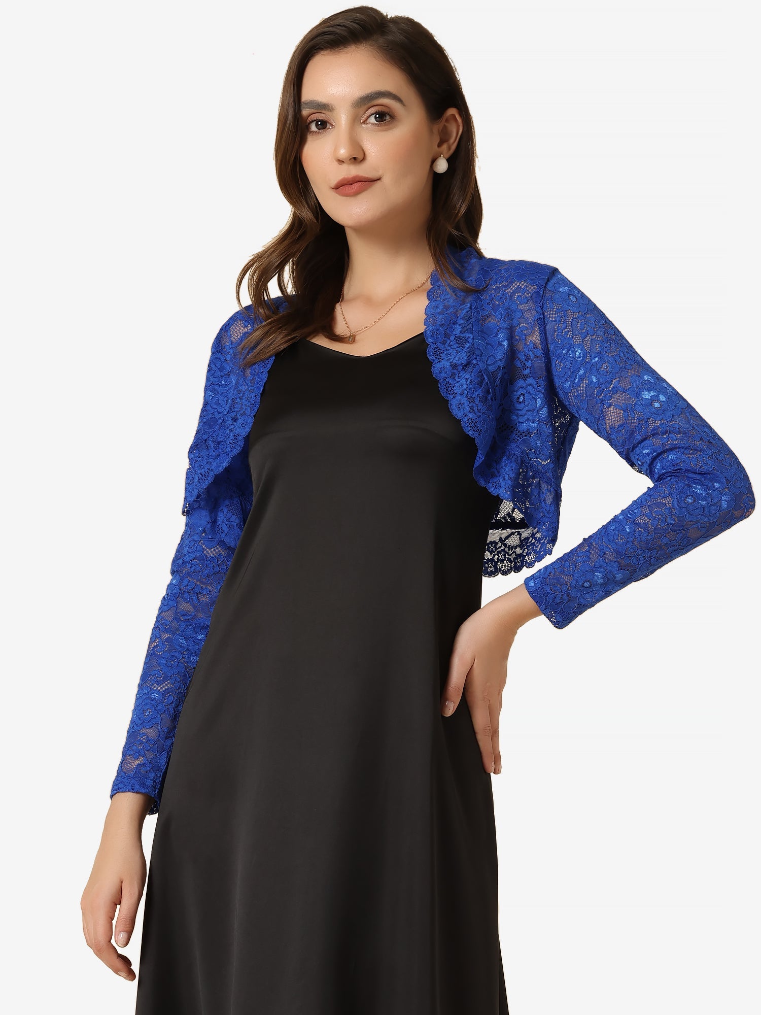 Elegant Sheer Floral Lace Cropped Bolero Shrugs