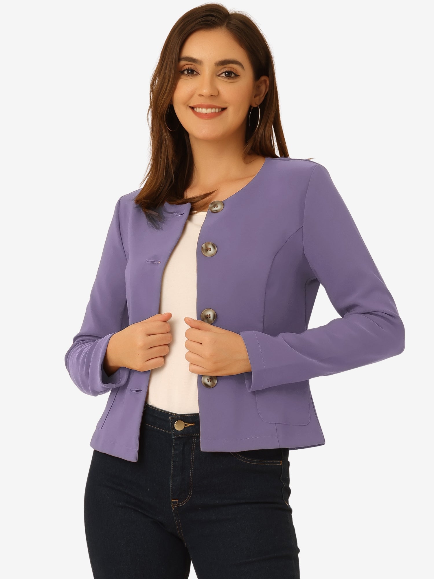 Fall Casual Jacket Elegant Button Front Work Office Blazer