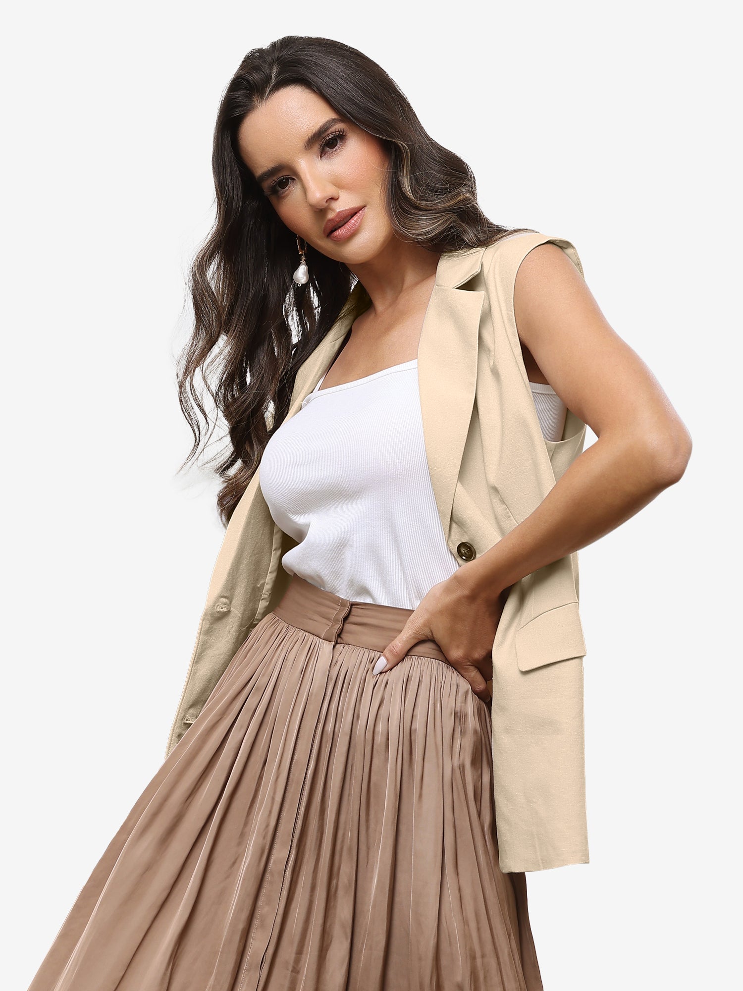 Sleeveless Business Casual Linen Work Office Vest