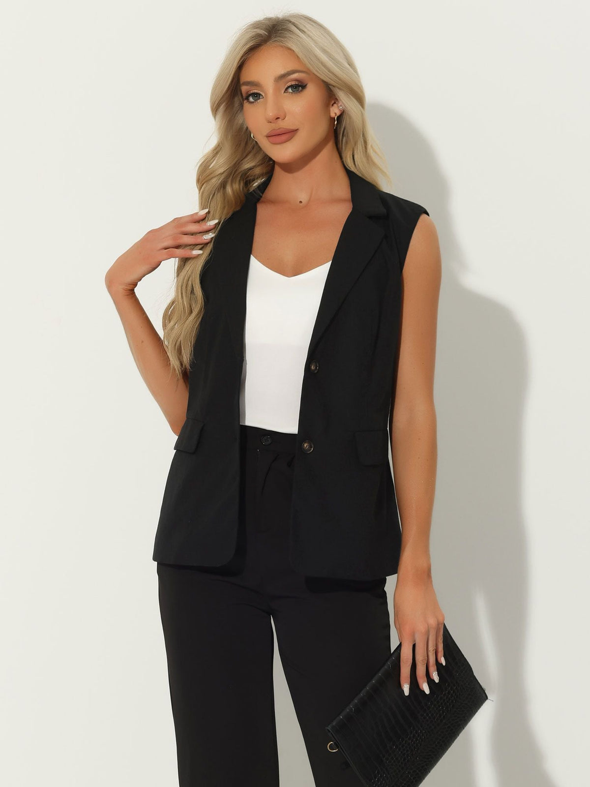 Sleeveless Business Casual Linen Work Office Vest