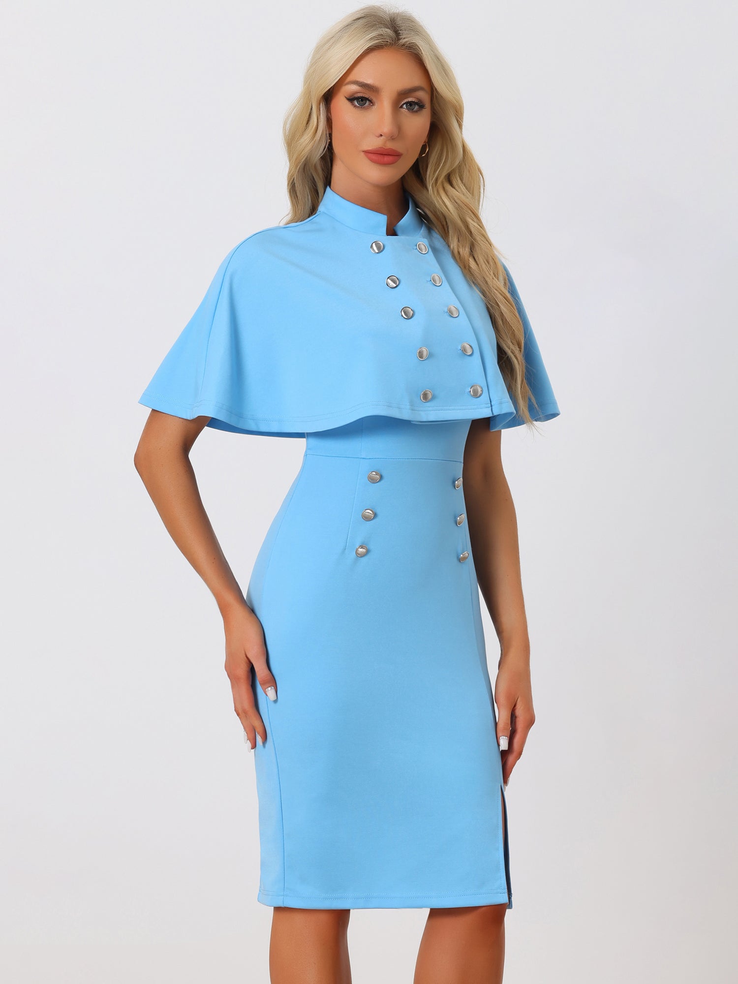 Elegant Business Double Breasted Two Pieces Cape Dress Sets